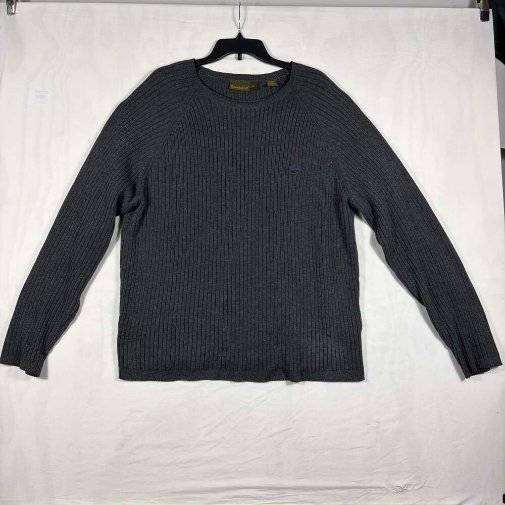 Timberland Ribbed Crewneck Sweater Size XL Gray 100% Cotton